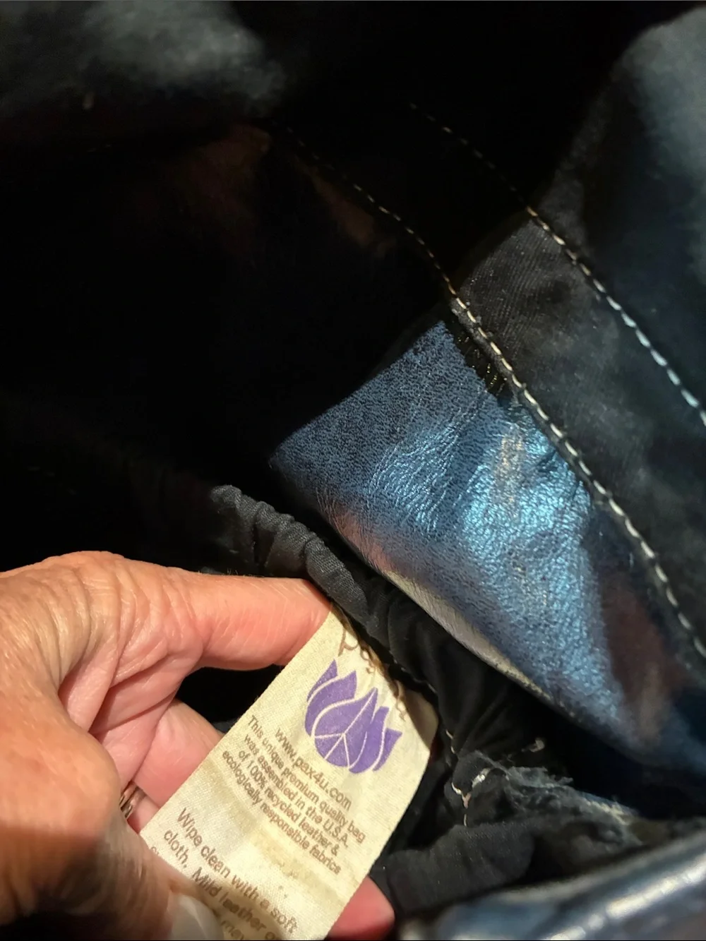 Women’s Navy Leather Messenger Sling Bag